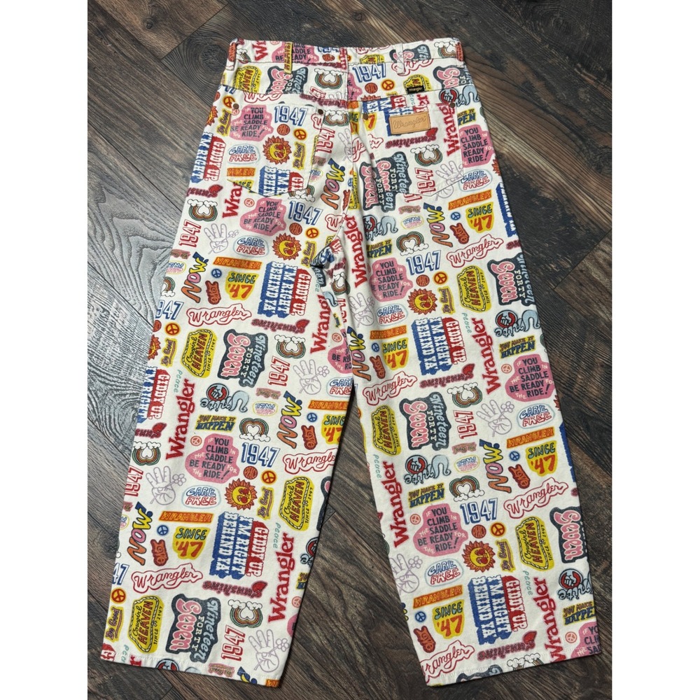 Wrangler Wide Barrel Jeans Womens 29 Graphic Print High Rise Retro Multi Color - Picture 7 of 7